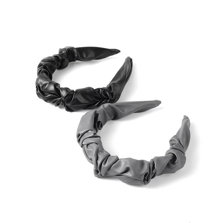 Selini New York - Wholesale Fashion Headband - Women's - Wrinkled Faux Leather Headband