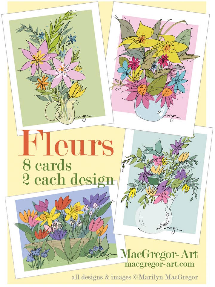 Set de cartes de notes FLEURS Jaune pour la vente par MACGREGOR-ART
