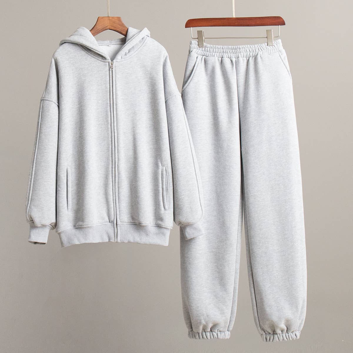 HIDDENBRAND - Wholesale Top & Pant Set (NOT Loungewear) - Women's - Sporty Hooded Sweatshirt Cardigan Trousers Two-Piece Set1