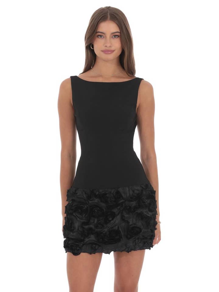Rosette Bodycon-Kleid in Schwarz für den Großhandel von Lucy In The Sky