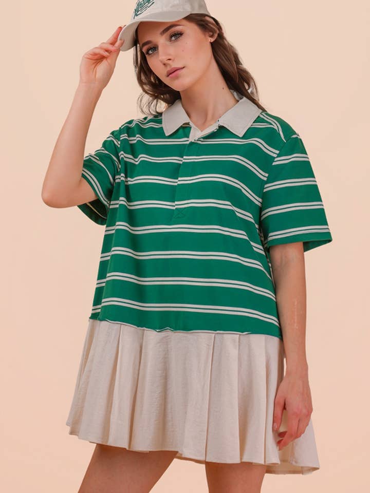 ND31798-Robe Chemise Rayée avec Ourlet Plissé pour la vente par VERY J