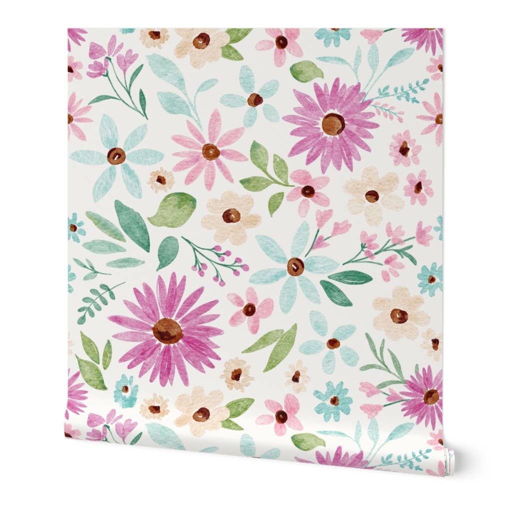 Vivie and Ash - Wholesale Wallpaper - Jasmine Watercolor Floral Wallpaper0