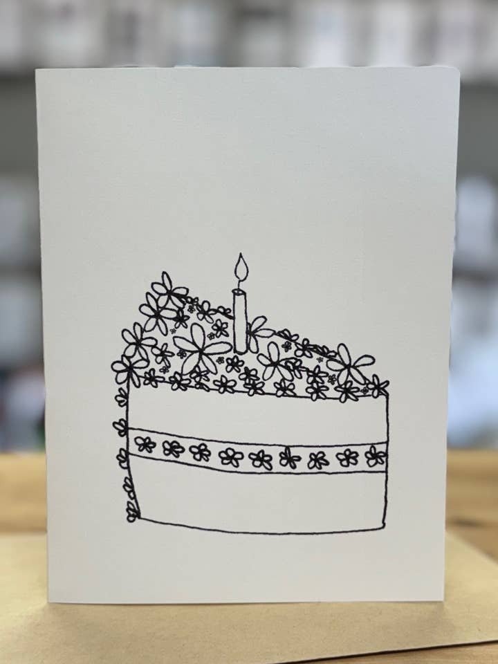 Slice Of Birthday Cake "Color Me" | Greeting Card for wholesale by Covered With Art