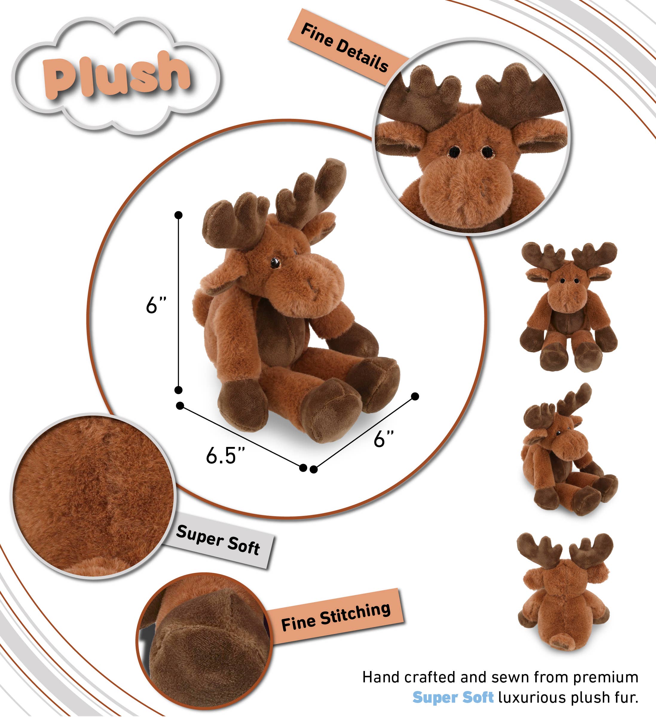 Cota Global - Vente Peluche – enfant et bébé - Peluche ultra-doux - Élan à longues pattes 26,7 cm2