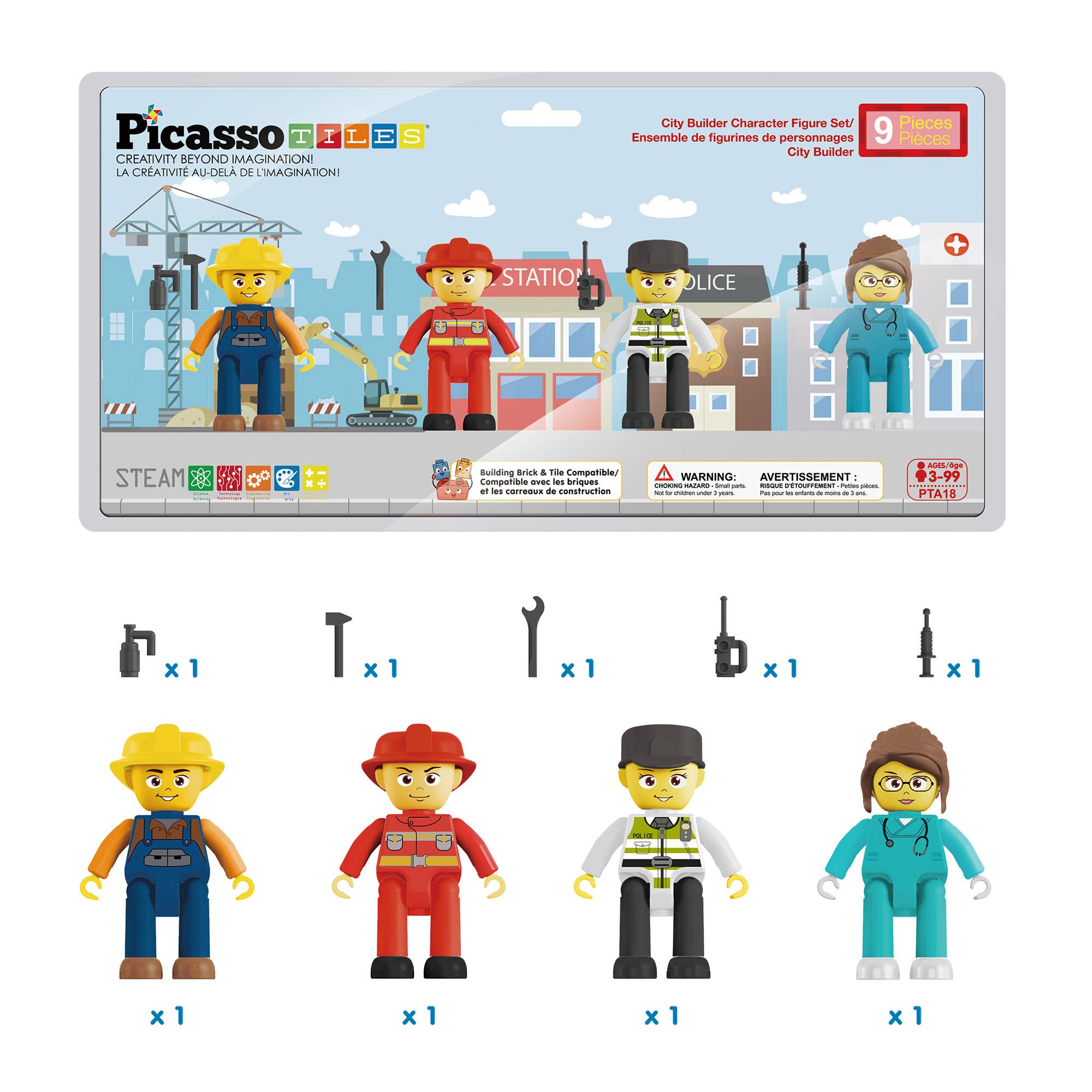 PicassoTiles - Wholesale Toy Set - Kids - PicassoTiles 4pc City Builder Magnetic Action Figures2