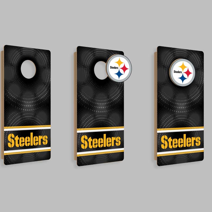 Art mural NFL qui est aussi un jeu de cornhole - Pittsburgh Steelers pour la vente par Fan Creations
