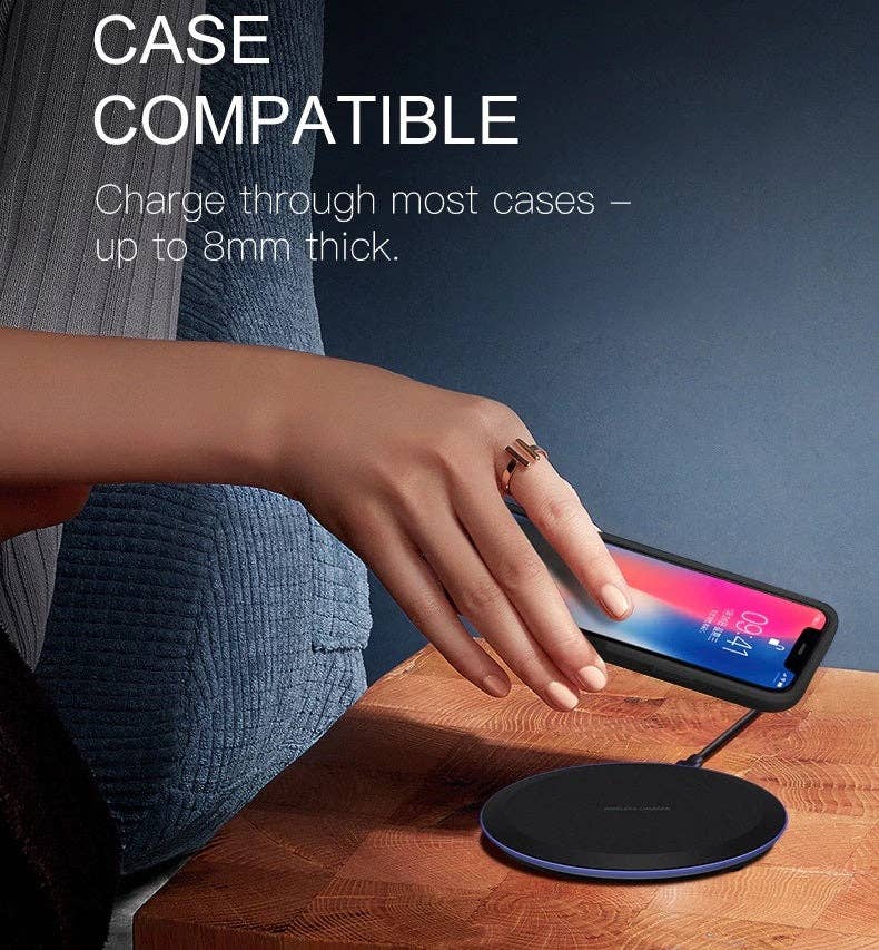 Black 10W Fast Wireless Charger Charging Pad For Qi Enabled Device for wholesale on Faire17