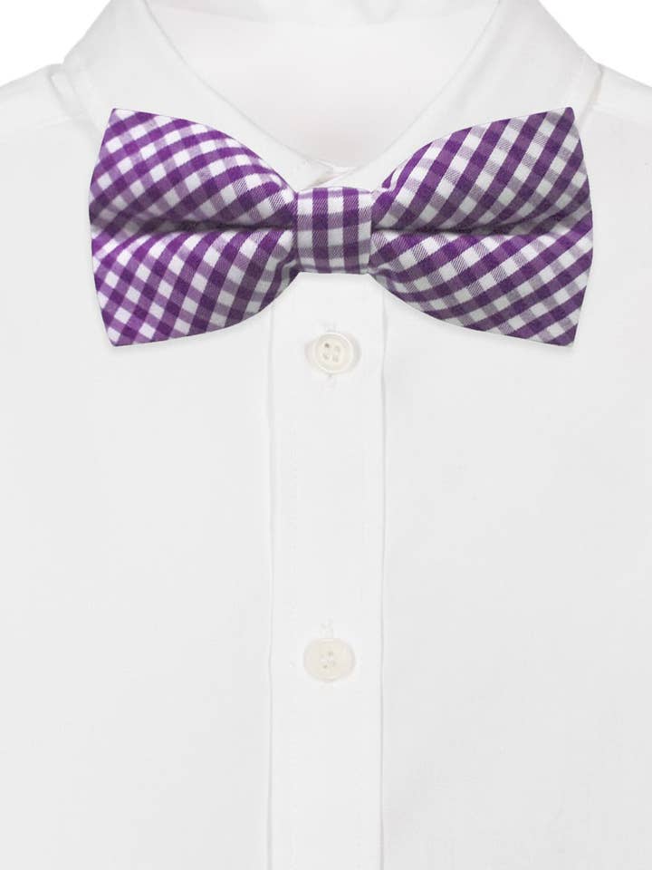 PURPLE VICHY CHECKERED COTTON BOW TIE for wholesale by Josvil