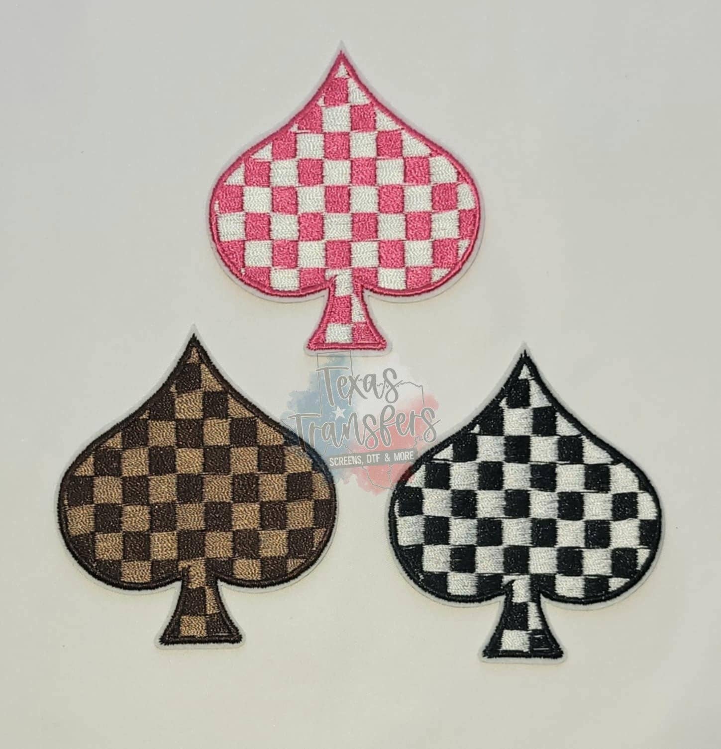 Texas Transfers - Wholesale Patch - Checker Spade Iron-On Patch0