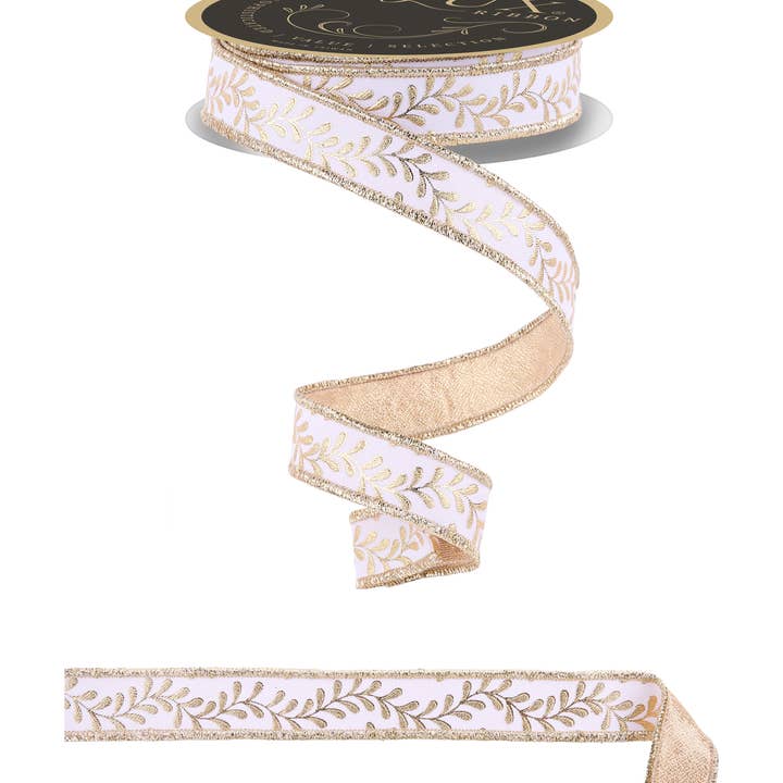 Ghirlanda di foglie in lamina 7/8"X10Yd/Fusa Bianco/Oro LX3140C6 per la vendita all'ingrosso da parte di DecoExchange