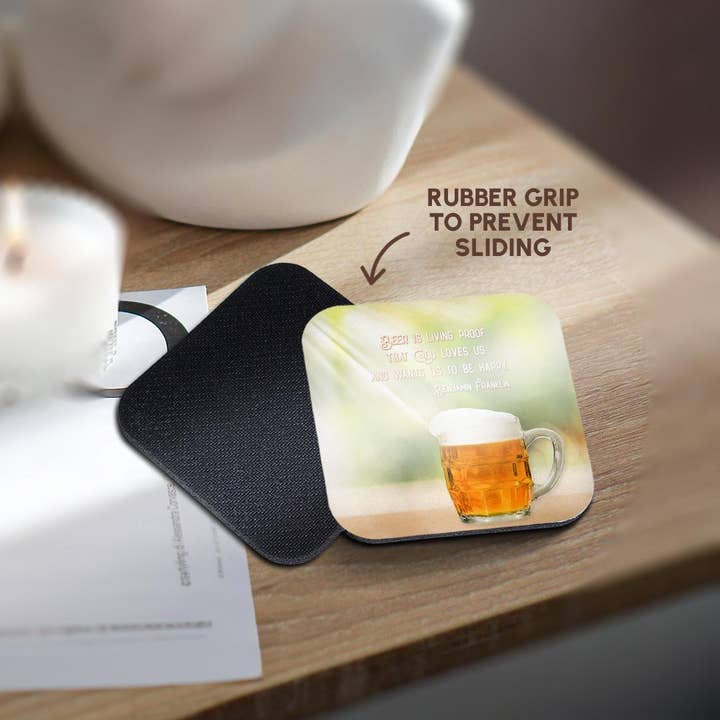 3dRose - Wholesale Coasters - 3dRose, Sunrays, beer mug. Beer is living proof that God loves us. Franklin, Coaster10