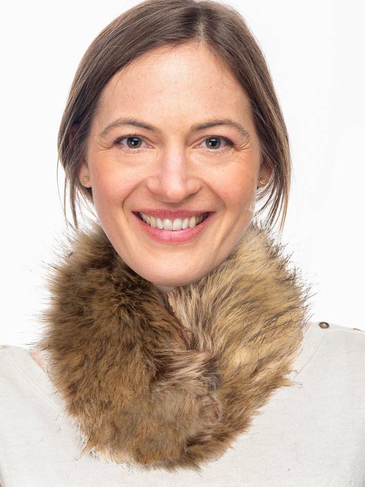 Agala FB30 Faux Fur Animal Print Collar Natural Brown for wholesale by Franchetti Bond