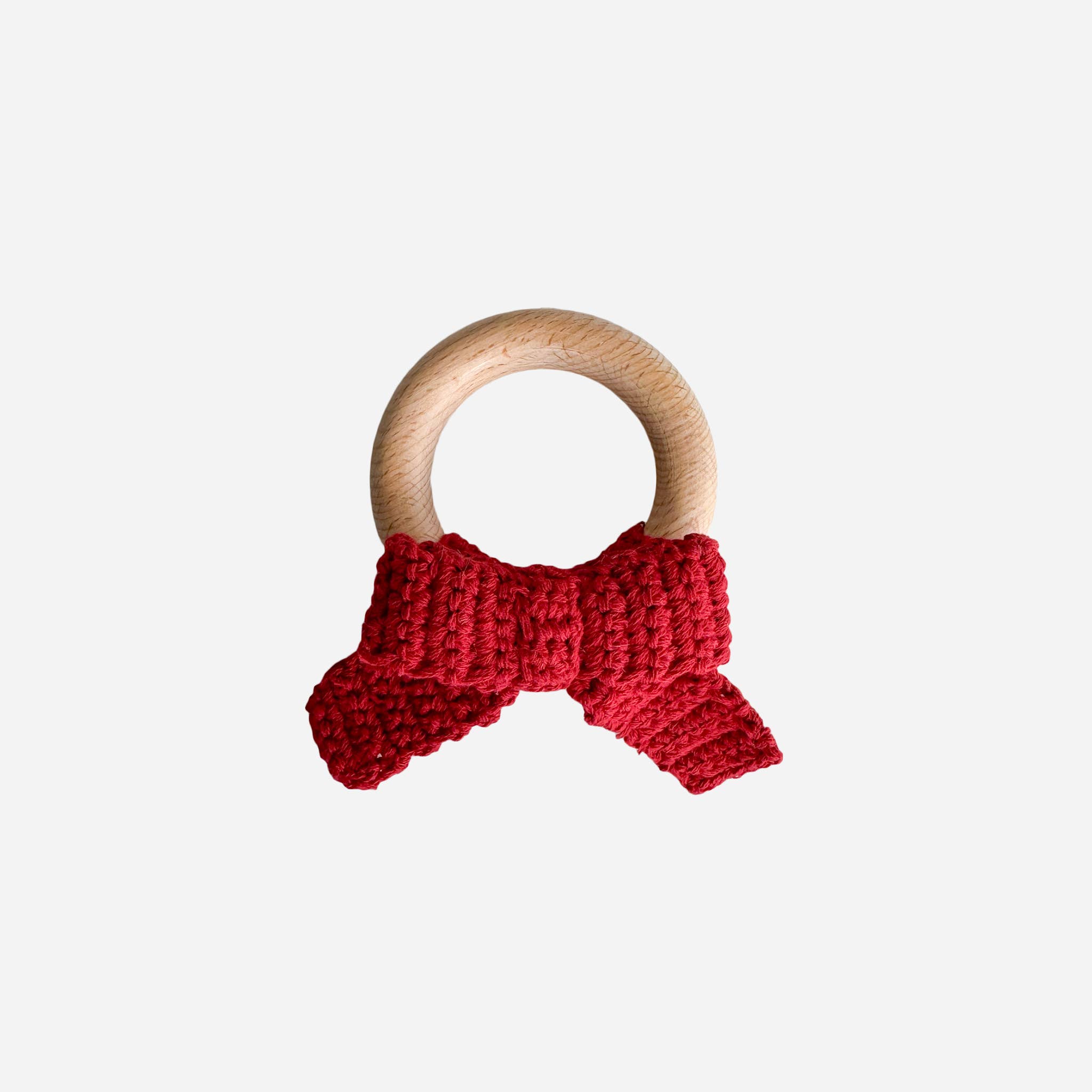 The Blueberry Hill - Wholesale Teether (Not Clip-On) - Baby - Teether Bow Red Cotton Crochet Fall Christmas Gift Holiday