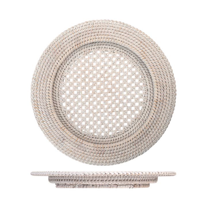 Sottopiatto tondo in rattan sbiancato ø 32 cm per la vendita all'ingrosso da parte di H&H