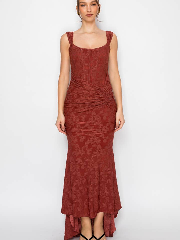 Off Shoulder Ruched Maxi Dress for wholesale by Nabae Clothing