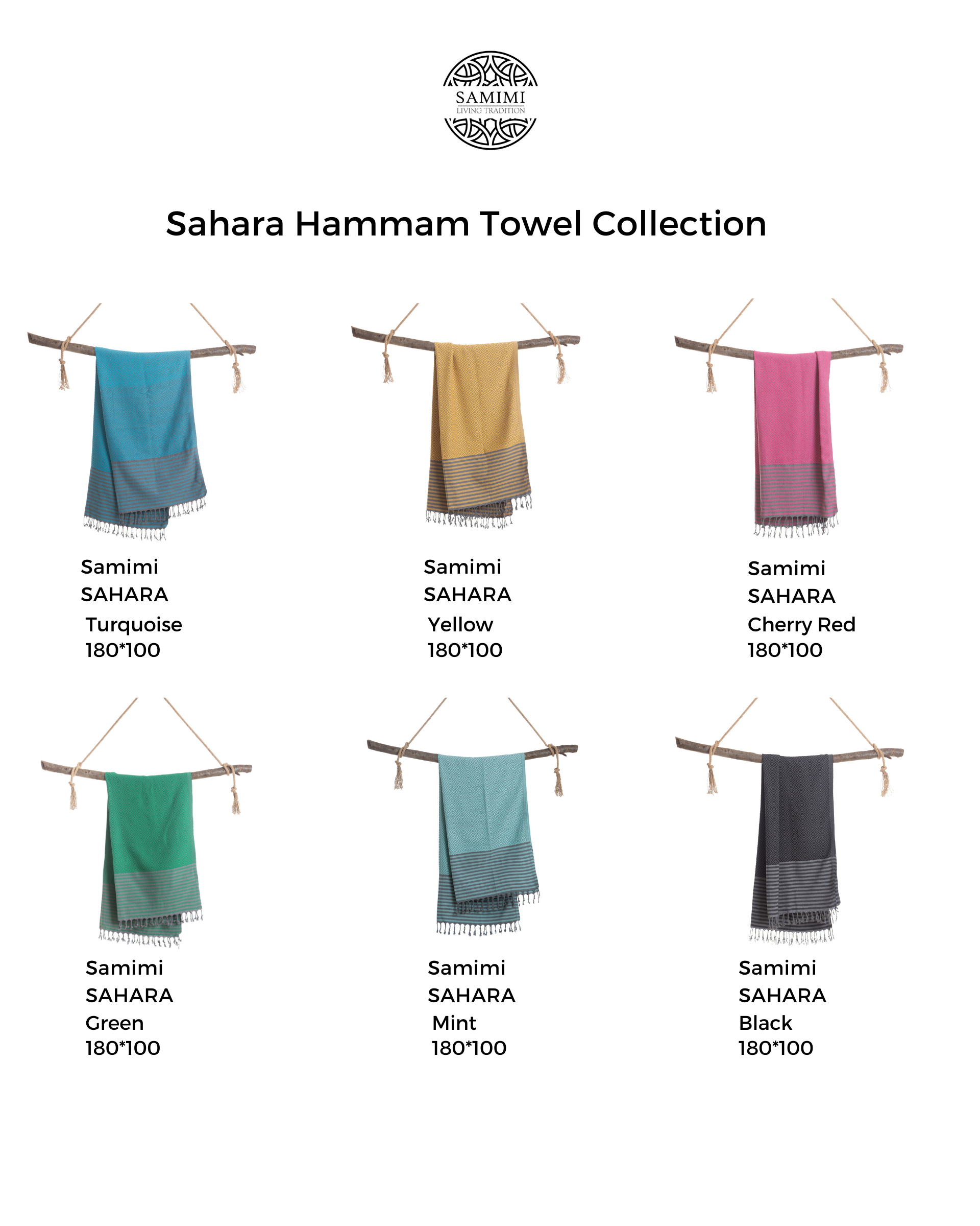 Samimi - Wholesale Beach Towel - SAHARA Cotton Hammam Towel, Decorative Throw - Mint (180x100 cm)6