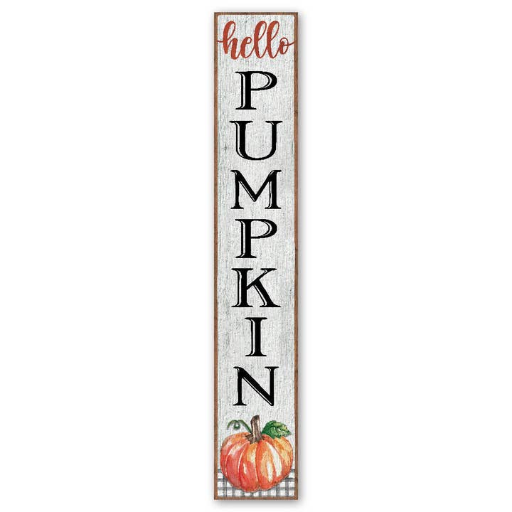 Hello Pumpkin avec citrouille sur le fond - Planche de porche™ pour la vente par ST Creations