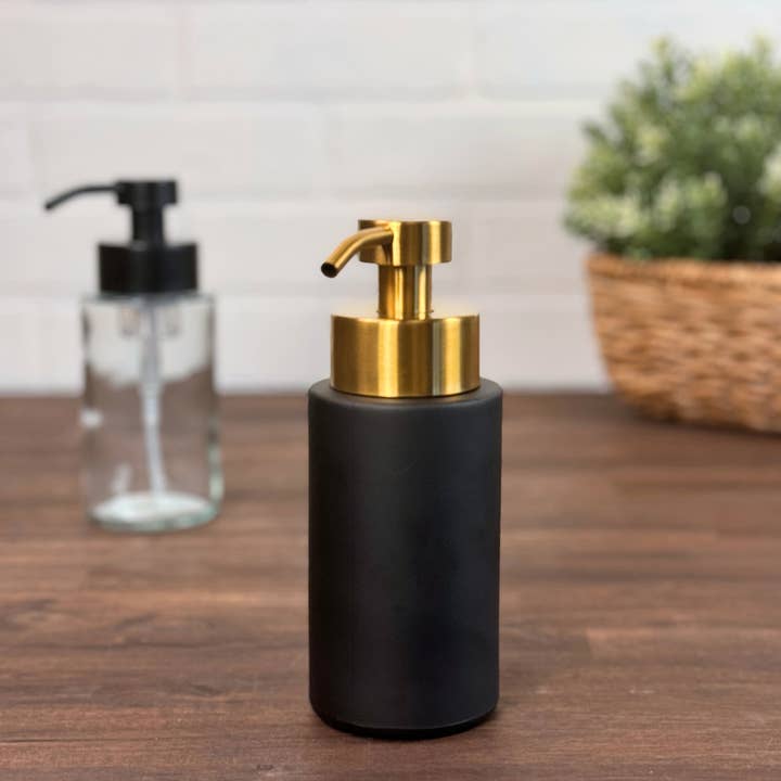 The Bottle Shoppe – wholesale Soap dispenser – 10 oz Farmhouse Foaming Glass Soap Dispenser w/ metal pumps