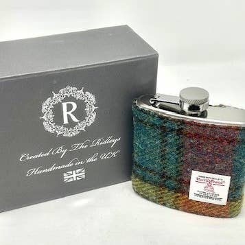 6oz Harris Tweed Hip Flask - Autumn Colours - HT32 for wholesale by Created By The Ridleys