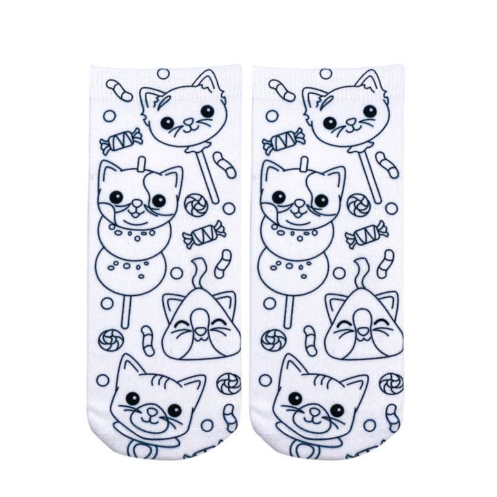 Living Royal - Wholesale DIY Craft Kit - Kids - Ankle Socks - DIY Coloring Kit - Candy Cats1