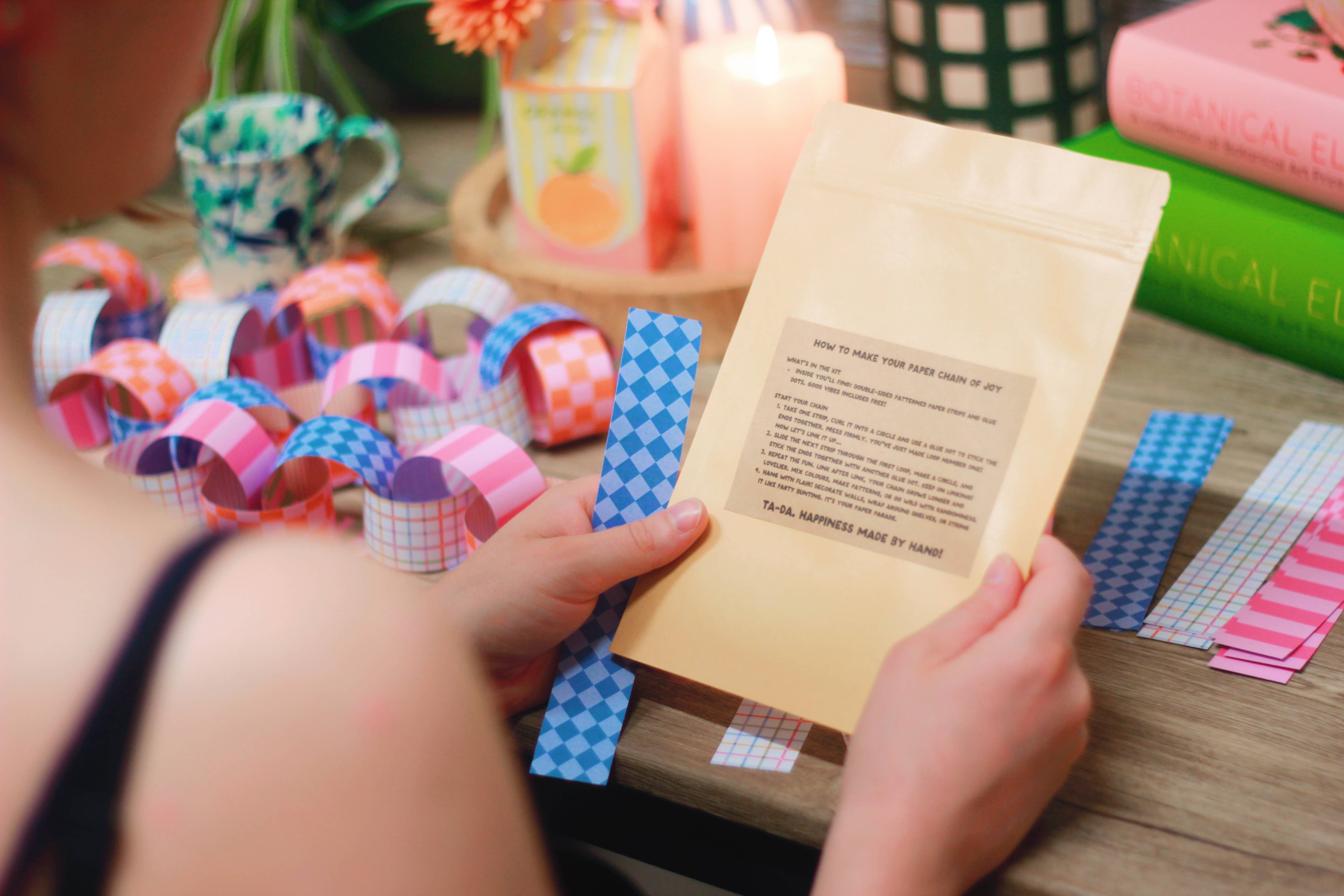 Moo and May Studio - Wholesale DIY Craft Kit - Block Party | Paper Chain Kit Birthday Bunting Party Decor4