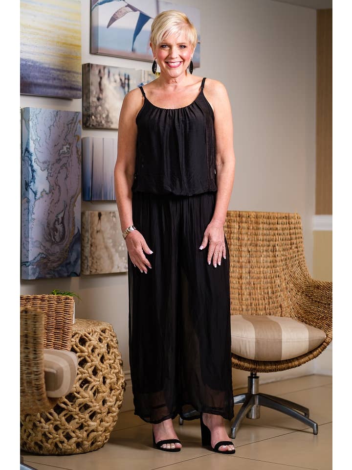 TINA Stephens Italy/Tees By Tina – wholesale Jumpsuit – Women's – Milani Silk Jumpsuit (DT221)