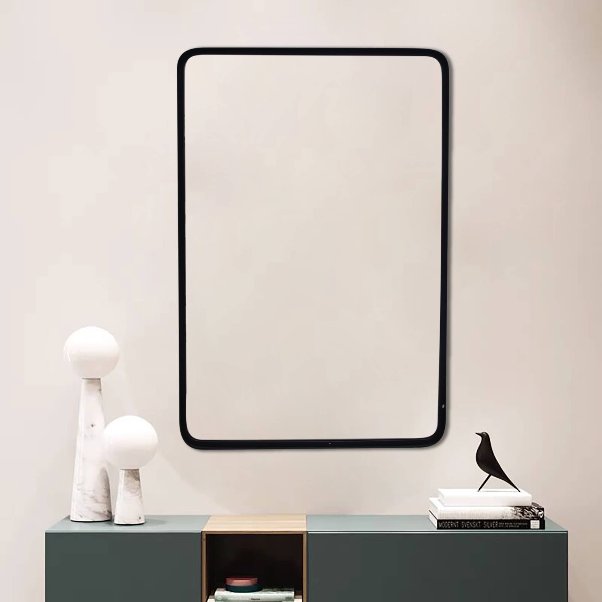 Paris Loft Inc - Wholesale Muurspiegel - Moderne zwarte spiegel met afgeronde hoeken voor slaapkamer of woonkamer3