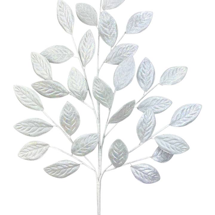 H30 White Glossy Leaves Spray 86296WT for wholesale by Trendy tree