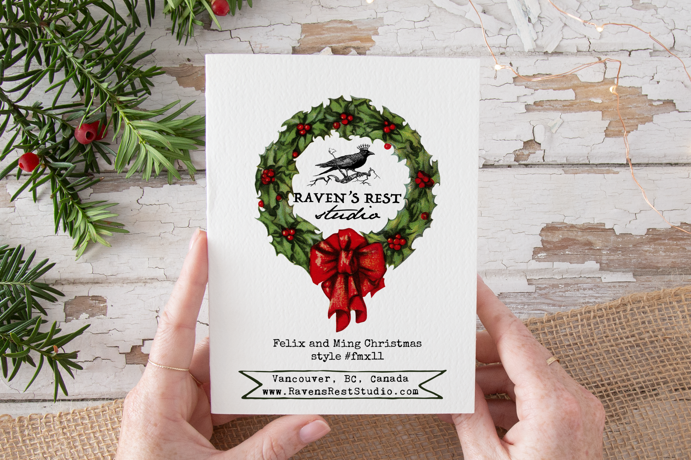 Raven's Rest Studio - Wholesale Kerstkaartje - Grappige kerstkaart. Ik hou echt van boodschappen en gas. Wijnoogst4