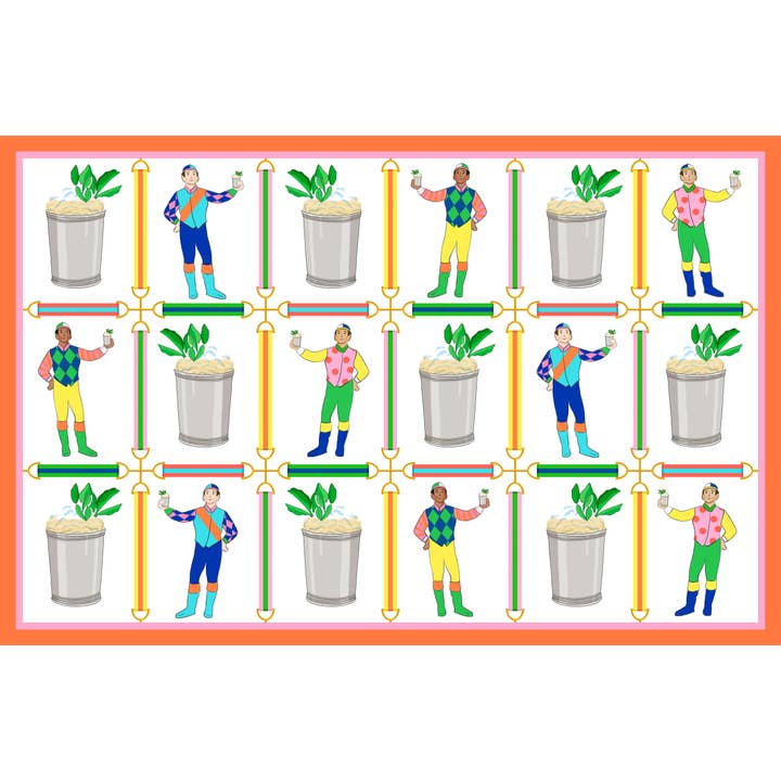 Jockeys & Juleps Derby Paper Placemat Pad, Winning White for wholesale by Taylor Beach Design