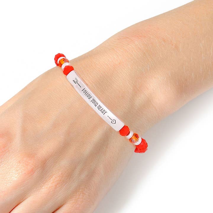 Coral Follow your Heart Bracelet for wholesale by PinktownUSA