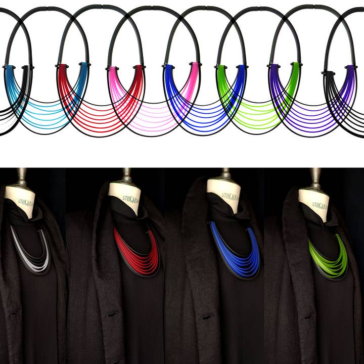 ALEX+SVET – Engroshandel Halskæde med store vedhæng – LYLYA statement halskæde i gummi med INFINITE-design1