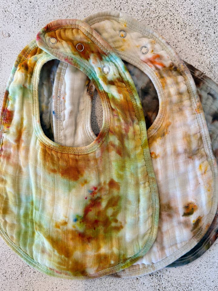 Muslin Baby Toddler Bib - Colorful Mix Hand Dyed Tie Dye for wholesale by Sea + Green