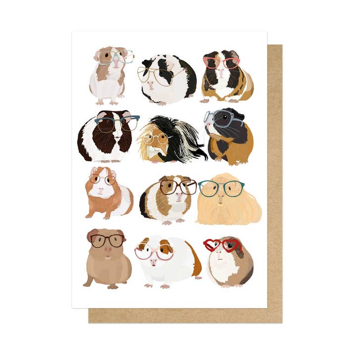 East End Prints - Greetings Cards & Postcards - Wholesale Everyday Greeting Card - Guinea Pigs Wearing Glasses Greetings Card0