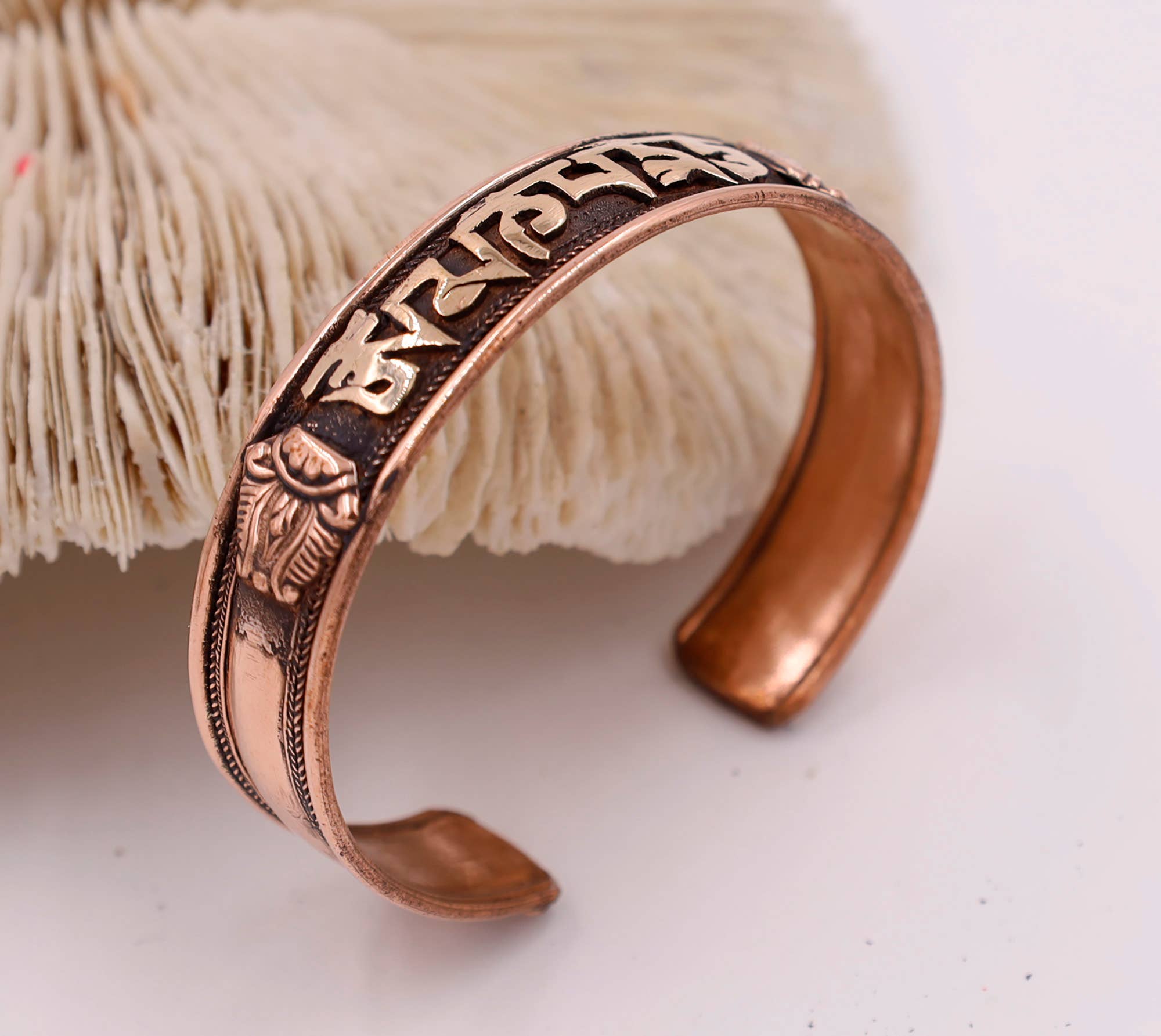 Lungta Imports - Wholesale Cuff Bracelet - Healing Spiritual Om Mani Padme Hum, Tibetan Copper Bracelet2