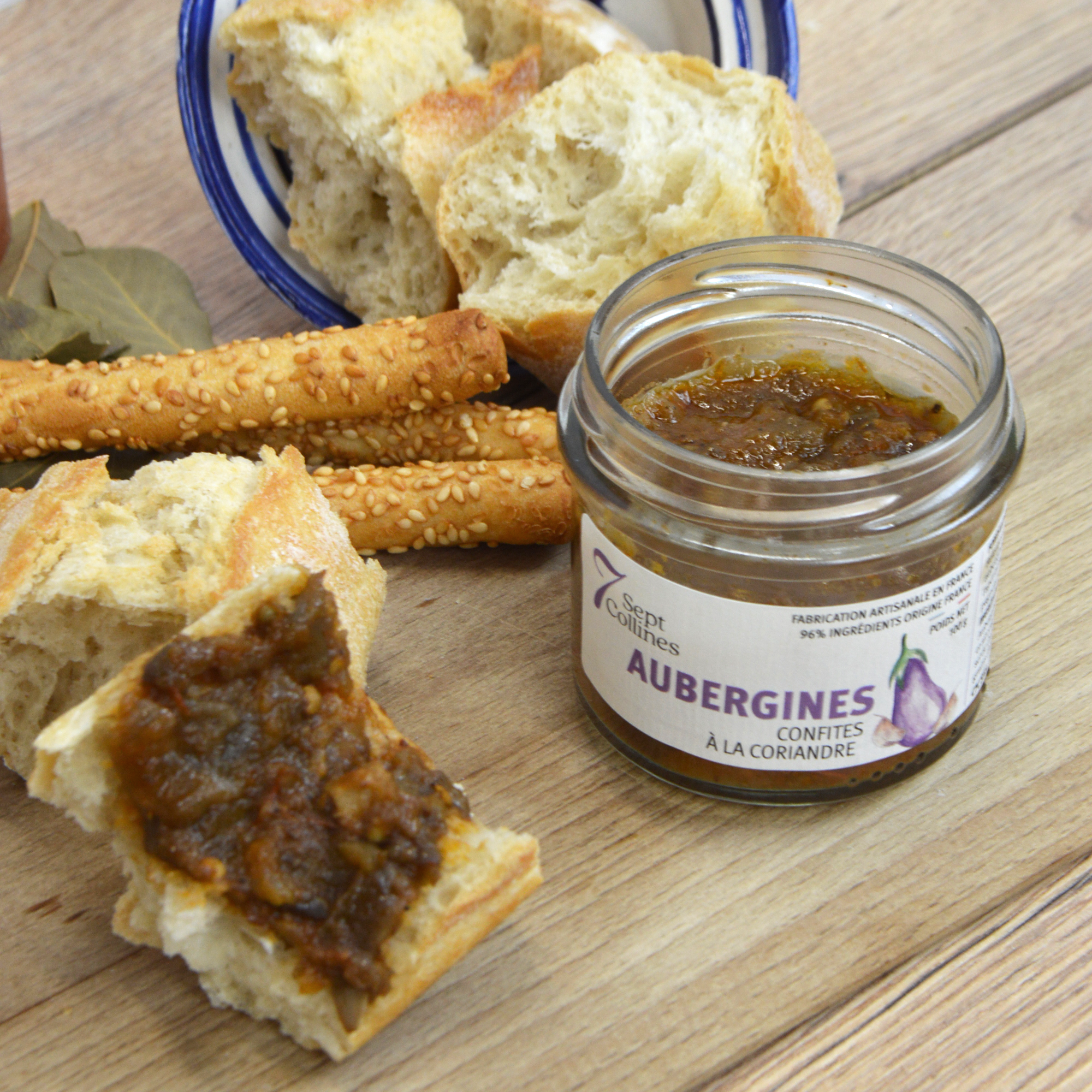 Sept Collines - Wholesale Pickled Vegetables - Candied eggplants with coriander - 100g1