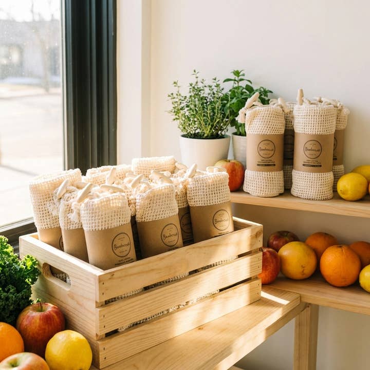 2 Pack Organic Cotton Mesh Produce Bags for wholesale by Bamboo Switch