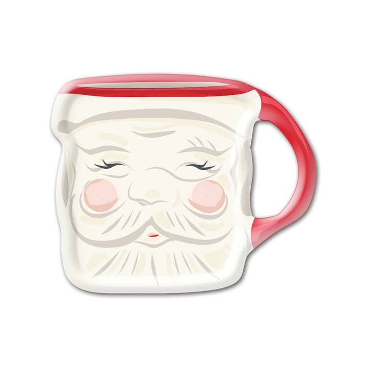 My Mind’s Eye - Wholesale Disposable Plate - CHR1041 - Christmas Baubles Santa Face Mug Shaped Paper Plate