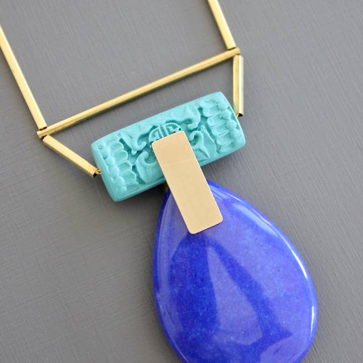 David Aubrey Jewelry - Wholesale Pendant/Charm Necklace - KYL326 carved turquoise pendant necklace
