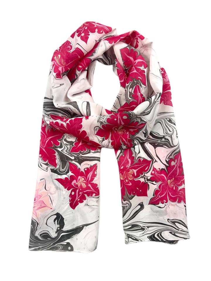 Pañuelo de seda jaspeado hecho a mano para venta al por mayor de Blue Ivy Marbling