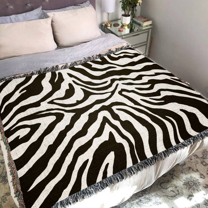 Zebra Marble Animal Print Woven Throw Blanket Safari Decor for wholesale by Killer Goods • Woven Blankets, Gifts, Home Decor