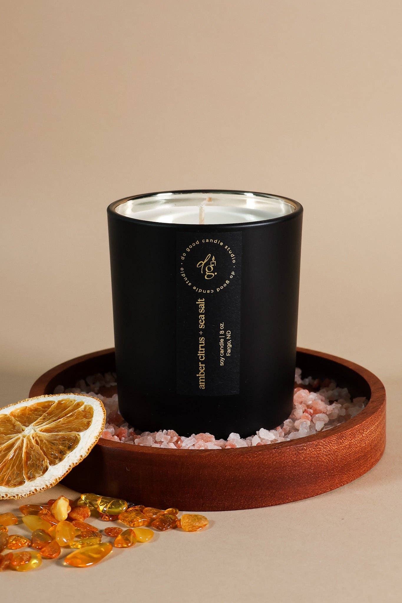 Do Good Candle Studio - Wholesale Jar/Filled Candle - Amber Citrus + Sea Salt  | Signature Black Collection | Soy Candle1