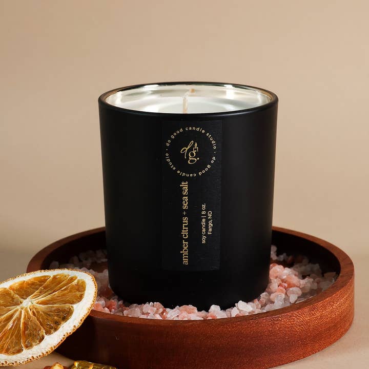 Do Good Candle Studio - Wholesale Jar/Filled Candle - Amber Citrus + Sea Salt | Signature Black Collection | Soy Candle1