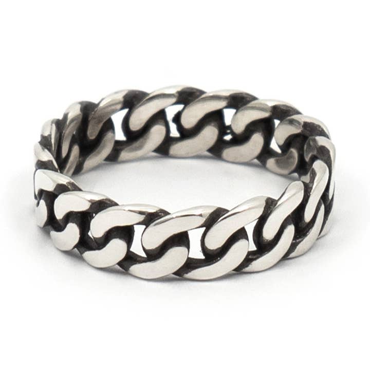 Anillo de Cadena Cubana de La Habana - Plata de Ley para venta al por mayor de Futaba Hayashi