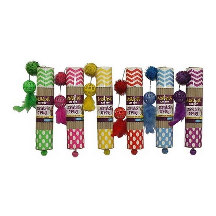 Multipet Cat Toy - Cardboard Roller Assorted - 9.5" for wholesale by King Wholesale Pet Goods