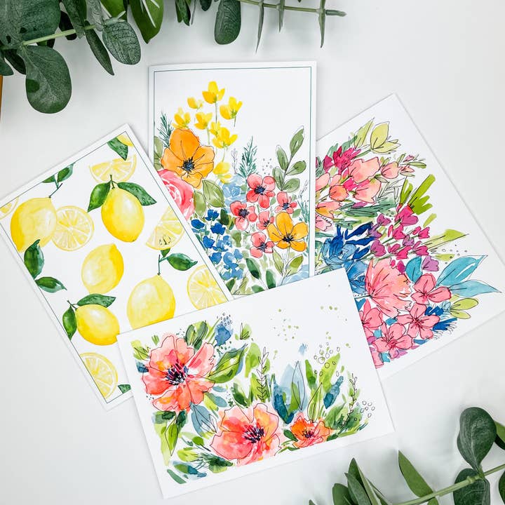 Den lyse og muntre samling 5x7 „lykønskningskort for engroshandel hos Shelly Cluff Art