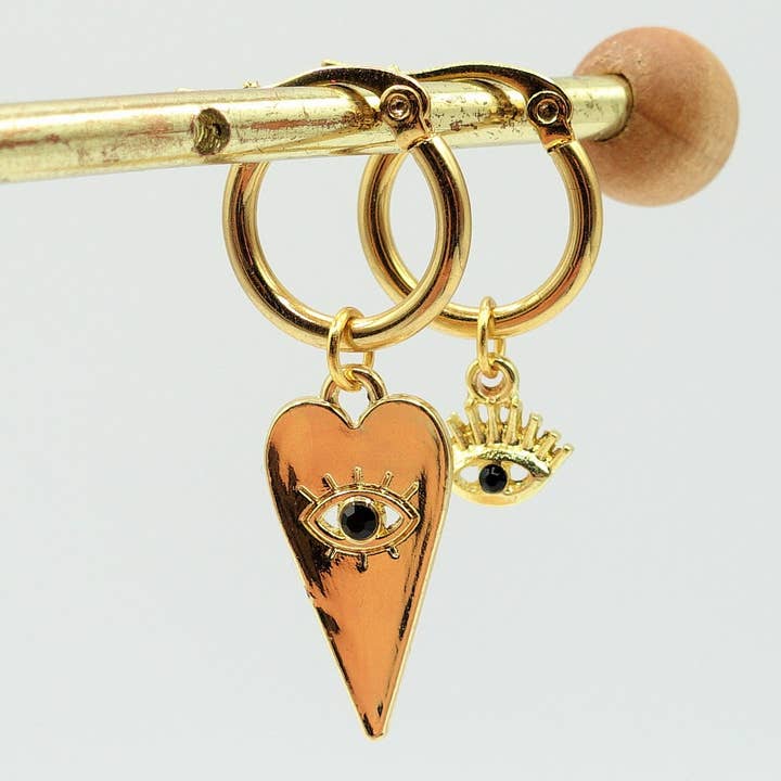 Daemon srls - Wholesale Dangle Earrings - Ygritte ~ ACCIAIO INOSSIDABILE~Orecchini a cerchio cuore e occhio4