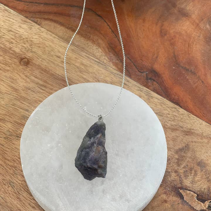 CaNatureLover - Vente Colliers à pendentif - Collier en améthyste brute naturelle, pendentif en améthyste naturelle brute