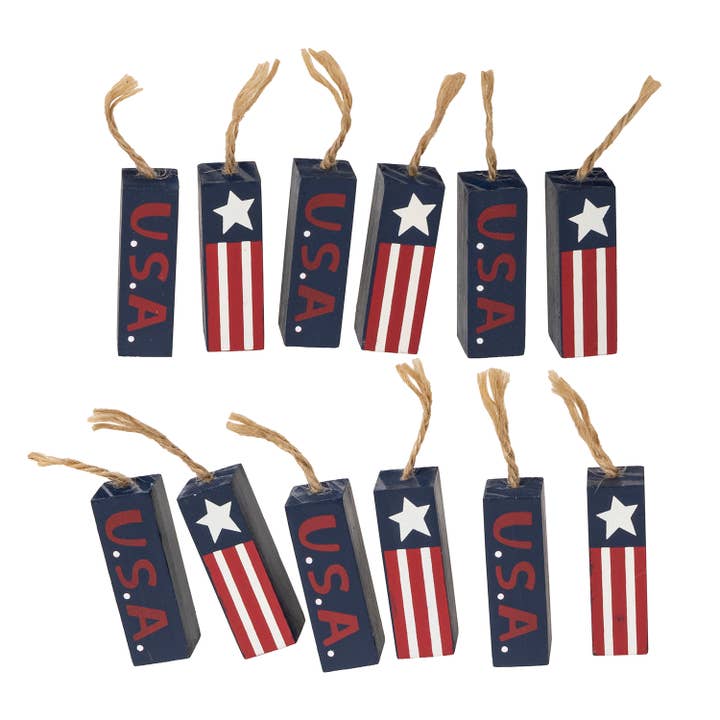 12/Set - Wooden USA Firecracker Bowl Fillers for wholesale by The Hearthside Collection
