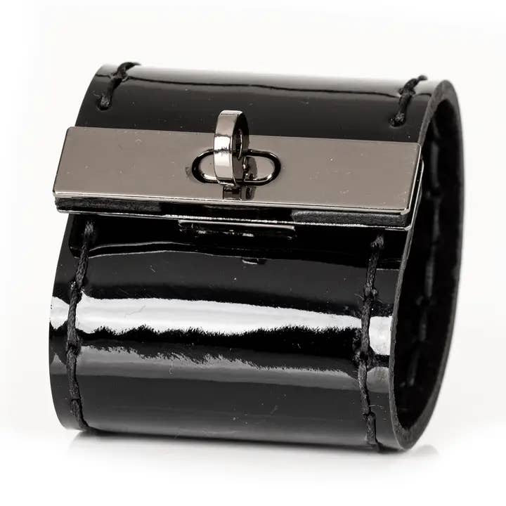 Lock Patent Leather Cuff Black High-Gloss Statement for wholesale by The Dark